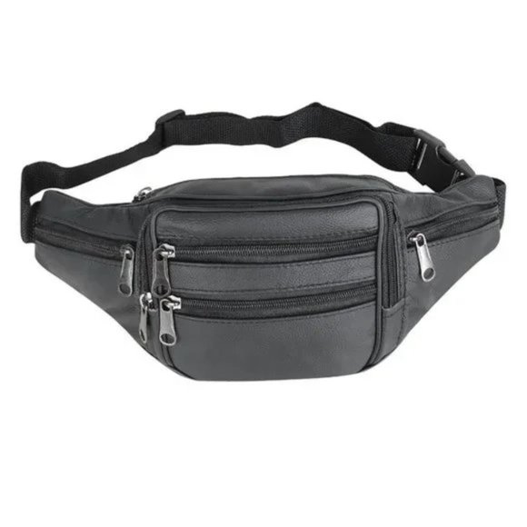 New Fanny Pack Cowhide Leather Black